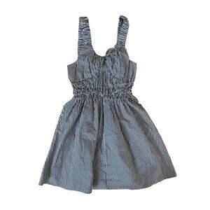 ASOS Design - Wide Strap Channel Waist Mini Striped Sundress in White & Blue